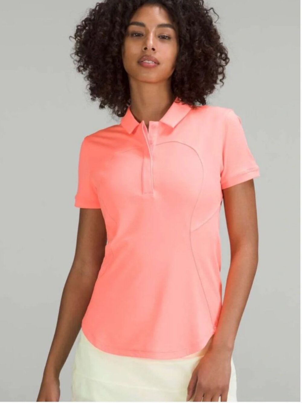 Lululemon Quick Drying Short Sleeve Polo Slim Size 10 Scorched Orange - Golf